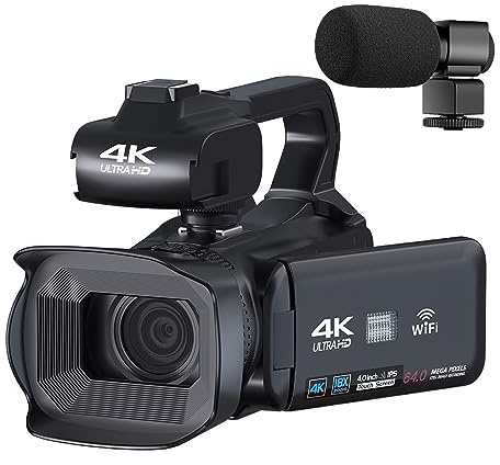 4 Ruota La Videocamera Vlog Con Touch Screen 4K UHD For Lo Streaming Live Webcam WIFI 64MP Fotocamere Digitali Messa A Fuoco Automatica Messa A Fuoco Accurata(NO SD Card,With Microphone)