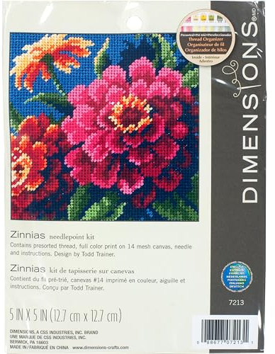 Dimensions Nadelkissenset, Zinnias, 13 x 13 x 0.2 cm