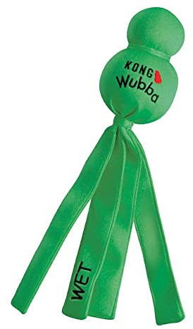 KONG – Wubba Wet – Schwimmendes Wasserspielzeug zum Apportieren (Farbvar.) – Für Große Hunde