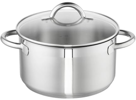 Schulte-Ufer Fleischtopf Loop, 24cm, ca. 5,5 l, mit Glasdeckel, 18/10 Stahl, Silber