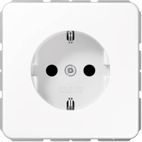 Jung Schuko Steckdose 16 A 250 V Bruchsicher mit Berührungsschutz Serie CD Alpinweiß, 1 Stück, CD 1520 BFKI WW
