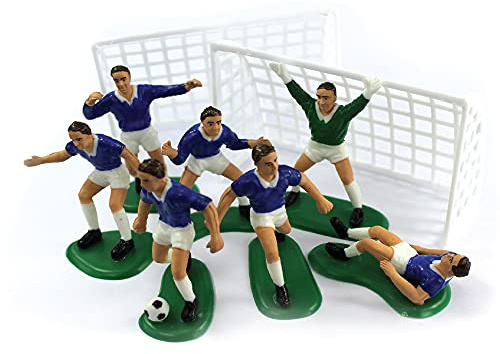 Anniversary House Fußball-Kuchendekorationsset, Blau, 7 Fußballer und 2 Netze, Fußball-Kuchenaufsatz, Sport-Fußball-Thema, Fußball-Geburtstagsdekorationen, Kuchendekorationen für Männer, 9 Stück, M512