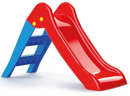 DOLU - Meine erste mittelgroße Gartens rutsche für Kinder - Blaue Leiter und rote Rutsche, klappbar für den Innen- oder Außenbereich (H70cm x L111 x B104 cm)