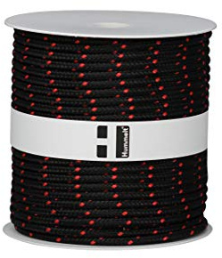 Hummelt® SilverLine-Rope Flechtleine Polypropylenseil 6mm 50m schwarz/rot auf Rolle