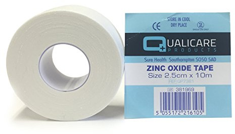 Qualicare 1 ROLL OF 2.5CM x 10M WHITE ADHESIVE DURABLE MEDICAL BINDING SPORTS ZINC OXIDE INJURY SUPPORT STRAPPING TAPE