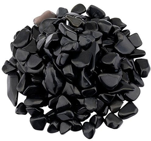 Shanxing 1lb/460g 9-12mm Undrilled Black Obsidian Crystal Tumbled Chips Stones Bulk, Reiki Healing Black Crystals Crushed Stone Pieces Small Black Decorative Stones for Vase Fish Tank Plant Pot Decor
