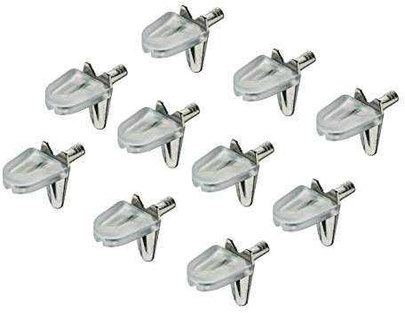 Gedotec Regalstütze Regal-Halter Metall Fach-Bodenträger zum Einbauen - H3129 | Befestigung für Glas-Böden | Stahl vernickelt | Stift mit Kunststoffauflage | 20 Stück - Glasbodenträger 3 mm für Möbel