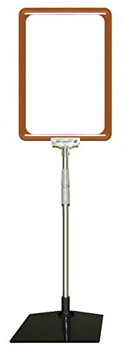 Plakatständer DIN A4 Rahmen rot, Teleskopständer höhenverstellbar bis 580 mm mit Teleskoprohr ALU Kunststoff, Fuß eckig 160x192 mm Stahl schwarz, Kundenstopper, Aufsteller