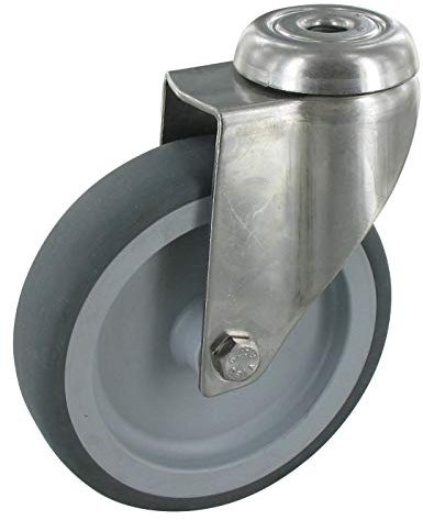 Rollentechnik Apparaterollen Rollentechnik Lenkrolle ohne Feststeller Ø50mm TPE Gummi Rückenloch
