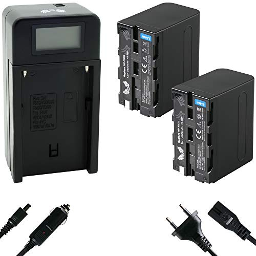 2X SK Akku Ersatz für Sony NP-F970 |- 6600mAh -| + Speed Charger für Sony Akku NP-F550 NP-F750 NP-F960 NP-F980 NP-F990 // Blitzgeräte Videoleuchten