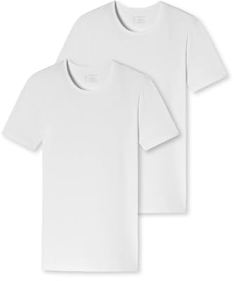 Schiesser 2 Pack Canottiera Intima da Uomo Girocollo con Maniche in Cotone Biologico – 95/5 Organic, Bianco_174997, M