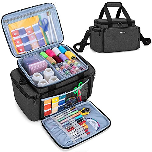 CURMIO Nähzubehör Tasche, Nähsets Aufbewahrungstasche, Nähaufbewahrung für nadeln, schere, maßband, faden und andere nähen zubehör, (KEINE Zubehör enthalten), Schwarz