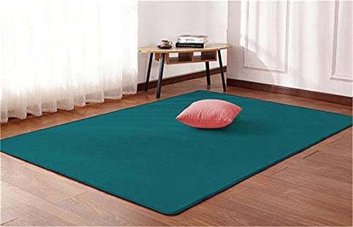 Alfombra de Terciopelo Coral Grueso de Color sólido Calidad Verde tradicional Suave Lavable Antideslizante Grande Rugs Minimalista Moderna Sala De Estar Dormitorio Tatami Gateando Estera -120×140cm