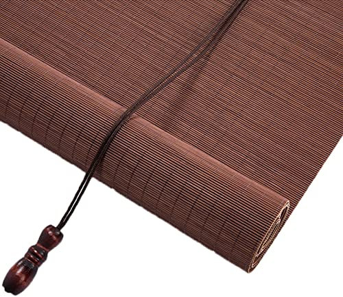Bambusrollo Wetterfest Bambusrollo Blickdicht Praktisches Sonnenschutz und Sichtschutz Rollo für Balkon Fenster Terrasse Garten,B,60x120cm/24x47in