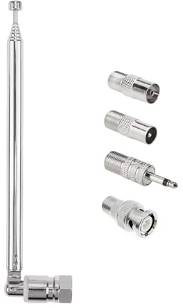 JZK Antenne télescopique Dab FM avec connecteur jack BNC adaptateur mâle de type F, antenne de rechange pour radio domestique, HiFi, récepteur stéréo AV Scanner