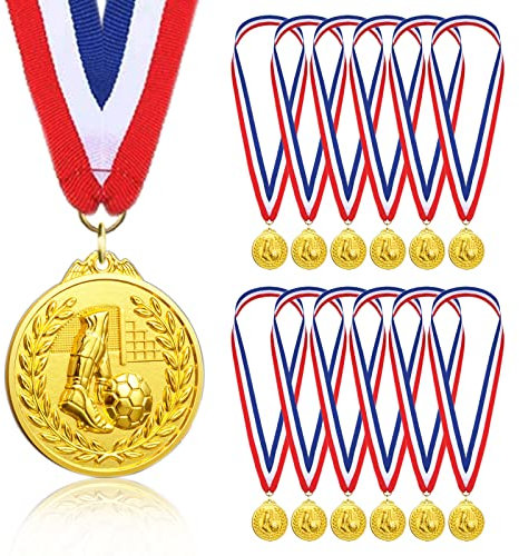 Donrime 12 Stück Medaillen Fußball für eine Kindergeburtstags, Goldmetallmedaille Fussball Geburtstagsfeier für Jungen, Kinder, Erwachsene