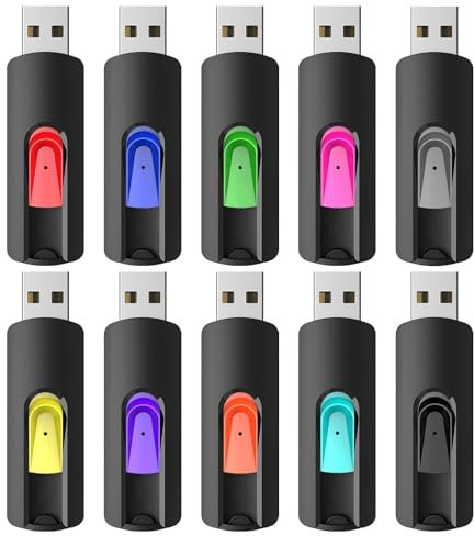 RAOYI 10Pcs 8GB USB Flash Drives Slide Retractable Memory Stick Bulk USB 2.0 Thumb Drive Jump Drive Zip Drive USB Sticks Data Storage Backup for PC Mac (8G, 10 Mixed Color)
