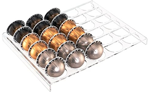 SUMERFLOS Coffee Capsule Storage Tray, Drawer Insert Organizer Holds 30 Pods Compatible with Nespresso Vertuoline Capsules Drawer of Kitchen, Home