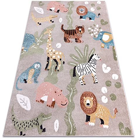 rugsx Fun Africa Kinderteppich mit Muster „Tiere, Afrika” beige 200x290 cm
