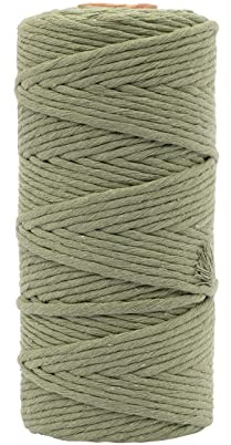 Vaessen Creative Makramee Garn Olivgrün, 3mm x 100 m, 100% Baumwolle, in Verschiedenen Farben Verfügbar, DIY, Basteln von Dekoration Wie Blumenampel, Wandbehang, Windlicht, Traumfänger
