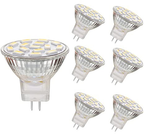 AHEVO 3.5W MR11 GU4.0 LED Light Bulb, Equivalent to 25-35W Halogen Lamps, GU4.0 Base AC/DC 12V, 350 LM, 120° Flood Beam, 3000K, Warm White, Recessed Lighting, Track Lighting, Pack of 6