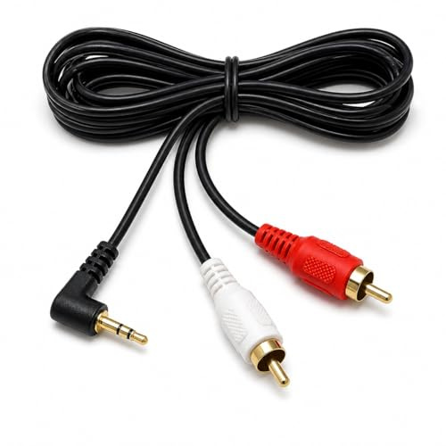 DRUT 5m 3.5mm to RCA Jack Right Angled AUX Stereo Audio Cable 16.5ft | Gold-plated contacts. No drivers needed, plug & play. Great for Hi-Fi systems, laptops, phones, mixers, and stereo...
