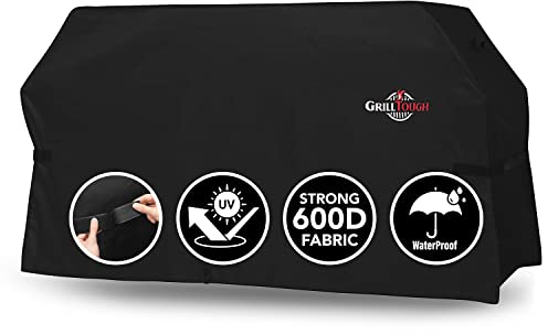 GrillTough Housse de Protection Robuste pour Plaque de Cuisson 89cm, imperméable, résistante aux intempéries, résistante aux UV et à la décoloration, Protection pour Gril à Dessus Plat, Noire