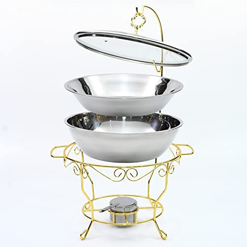 Chafing-Gerichte Lebensmittelwärmer, Edelstahl-Buffetofen for Restaurant Mit Deckel Zum Aufhängen Goldener Lebensmittel Heizungsbehälter Große Kapazität Alkoholtopf (Size : 8L)