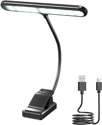Klarlight 27LED Notenpultleuchte, Notenlampe Klemmbar,4 Farbtemperatur 3 Stufen Dimmbar Lampe für Notenständer,Notenständer Licht USB Wiederaufladbar,Buch Leselampe zum Anklemmen für Klavier Noten