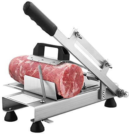 Cortadora de Carne para Uso doméstico o Comercial, cortadora de Carne, Costillas de Acero Inoxidable, cortadora Manual Ajustable, cortadora de Carne congelada y picadora de verdura