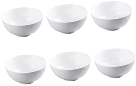 LIFKOME 6pièces Bol Porcelaine Blanche Pour Riz Salade De Fruits Et Légumes Récipient à Nourriture Set De Bols