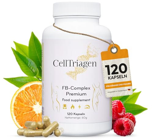 CellTriagen Premium FB-Complex All-in-One Formel mit bewährtem Garcinia Cambogia-Extrakt – Bitterorange & Himbeerfrucht zur Unterstützung des Trainings -120 Kapseln
