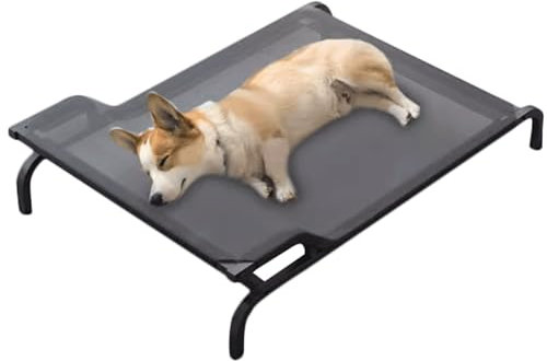 LCKDY Kühlendes, erhöhtes Hundebett, erhöhtes Haustierbett mit Netz-Nackenstützkissen, Camping-Haustierbett für Camping oder Strand