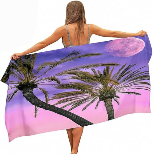 okoikfc 3D Strandtuch 150x200 cm Palme Badetuch Groß Palme Microfaser Handtücher Weich Schnell Trocknen Strandhandtuch Herren Frauen Badetücher, Strandtücher Strandlaken Handtuch A1203