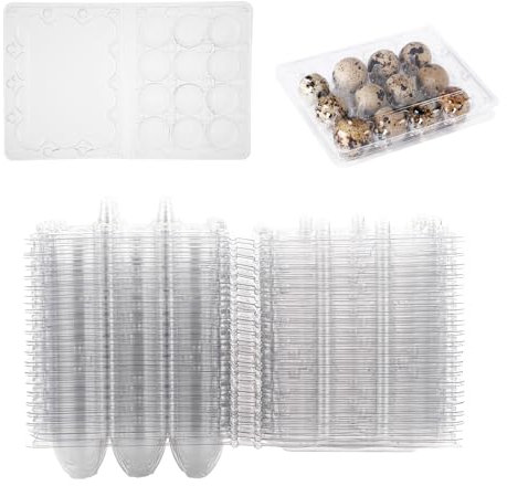 APACALI 60 scatole per uova di quaglia, 12 griglie, in plastica, con coperchio, scatole trasparenti per uova di quaglia