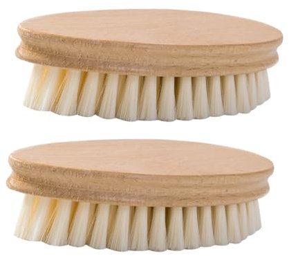 PLAFOPE Lot De 2 Brosses À Linge À Manche en Bois Cireuses À Chaussures Poils Naturels pour Le Nettoyage
