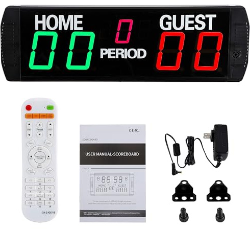 Spolehli LED Anzeigetafel 5 Ziffern Elektronische Anzeigetafel Multisport Indoor Einsatz mit Fernbedienung Digitale Anzeigetafel für Basketball Fußball Volleyball Tischtennis