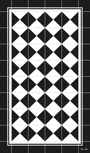 DobleUve Estudio Vinyl Teppich Imperial | Schwarz | 65x240 cm | Waschbarer Rutschfester Küchenläufer | Kinder | Vinylboden | Vinylteppich für Wohnzimmer