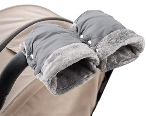 Stroller Hand Muff Windproof Anti-Freeze Pram Hand Warmer Warm Baby Stroller Gloves Pushchair Mittens (Light Gray)