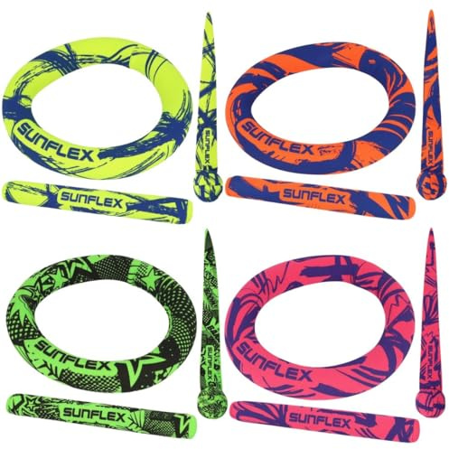 Sunflex® Diving Set Funky Boom | Stehen senkrecht im Wasser | Neopren Tauchring, Tauchstab, Tauchball & lässt Sich gut greifen | farbenfrohes Wasser- & Tauchspielzeug | für Jede Altersgruppe