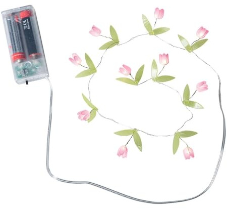 Ideen mit Herz LED-Drahtlichterkette | Blümchen | Blüten-Lichterkette | Frühling | Sommer | 10 LEDs | warmweiß | 75 cm lang | batteriebetrieben | inkl. Timer-Funktion (Rosa)