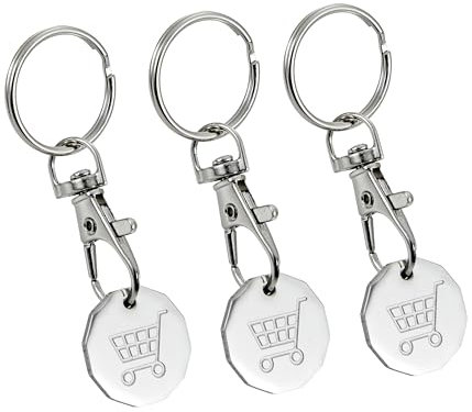DreamAug 3pcs Shopping Trolley Token, Trolley Coin with Keychains | Durable Metal