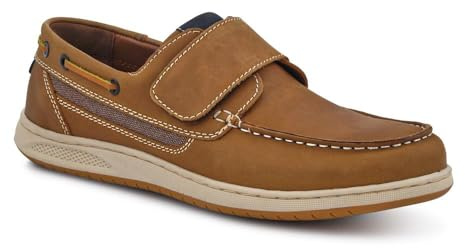Leather Touch-Fastening Monk Shoes - Brown Size 11