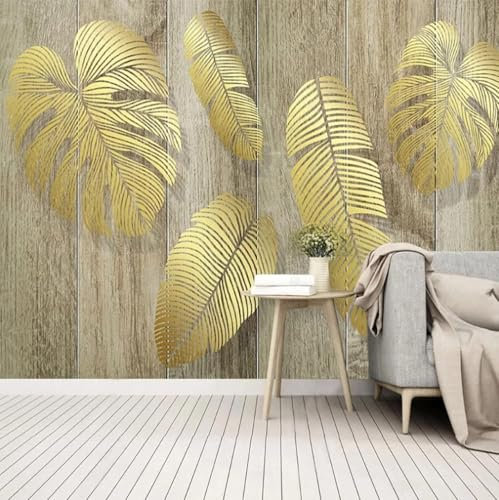 XLMING Einfaches Dreidimensionales Retro Board Mit Blattgold Tapete 3D Tapeten Büro Esszimmer Sofa Flur Schlafzimmer Wohnzimmer TV Dekorative Wand-150cm×105cm