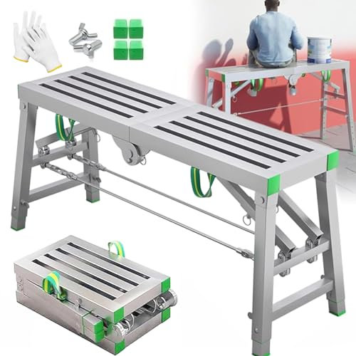 TYHAYJYK Andamio Plegable portátil con Altura Ajustable de 5 velocidades, Capacidad de Carga de 500 kg, Plataforma de Trabajo Antideslizante, Escalera doméstica, Taburete, Marco de Trabajo,