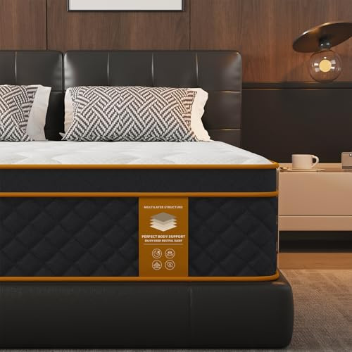 purekib King Size Mattress 5FT, 10 Inch Memory Foam Hybrid King Mattress, 7-Zone Orthopedic Support, Medium Firm and Individually Pocket Sprungs, Motion Isolation & Edge Support 150x200x25cm