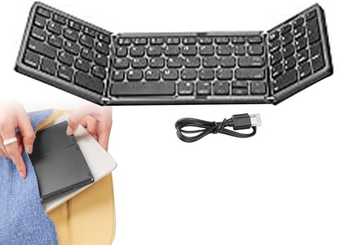 Tastiera pieghevole -tastiera wireless portatile tri-fold | Accessorio | slim ricaricabile per tablet, laptop, smartphone, attrezzatura da viaggio compatta per affari, ufficio, casa, studio, la
