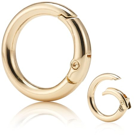 ZOUIQSS 10 Stück O-Ringe mit Federverschluss,runder Metallkarabiner mit geteiltem Federclip für Schlüsselanhänger,Handtaschen, Geldbörsen,Taschen und DIY-Dekorationen(Gold, 19 mm)