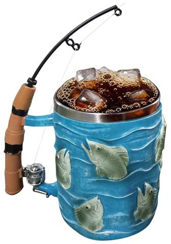 Angeln Kaffeebecher, Kaffeetasse Lustig Mit Angelruten Und Rollen Design, Personalisierter Angelbecher Mit Bequemem Griff, Geschenk Tasse Für Angler Väter, Für Schokolade, Tee, Wein, Bier