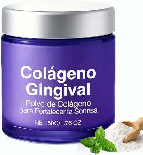 Polvo dental con colágeno, cuidado bucal natural, fortalecimiento del esmalte y protección de las encías, sin flúor, sin SLS, menta, 50 g.,1pc